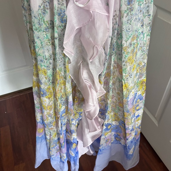NWT Zimmermann Floral Ruffle Linen & Silk Gown in Blue Meadow OP US2P - Picture 15 of 17
